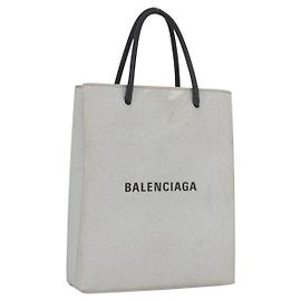 Bolso de Compras BALENCIAGA Bolso Tote de Lona Recubierta Plata 693805 Auth BSZ360