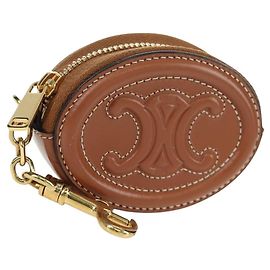 Céline Monedero Triomphe de cuero marrón y dorado Auth LNZ851M