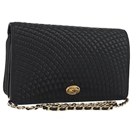 BALLY Borsa a Spalla a Catena Pelle Nera Oro Auth BSZ200 - Bally