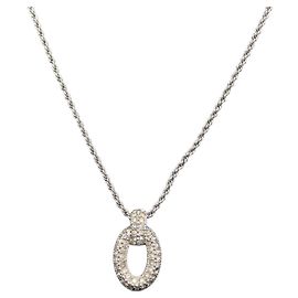 Collana Christian Dior metallo Argento Auth BA11479
