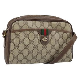 Borsa Sherry Line GG Supreme Web di GUCCI in PVC beige e oro 116 02 089 Auth BSZ082