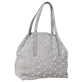 Jimmy Choo Tote Bag aus Wildleder Silber authentisch bs33845