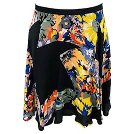 Gonna in seta floreale multicolore nera / gialla di Zimmermann