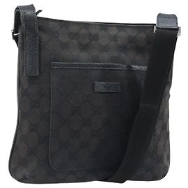 GUCCI GG Canvas Schultertasche Schwarz Silber 122793 Auth bs34005
