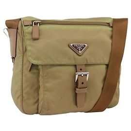 Borsa a Spalla PRADA Nylon Beige Argento Autentica ARZ282