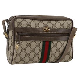 Borsa Sherry Line GG Supreme Web di GUCCI in PVC beige e oro 56 02 004 Auth BSZ198