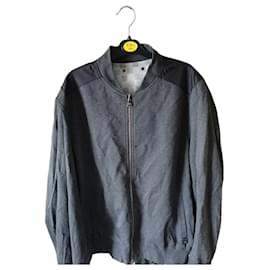 Giacca Aviatore Louis Vuitton Grigia Scacchi Seta Nylon Cotone