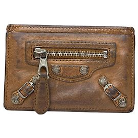 Portacarte in pelle vintage Balenciaga City marrone