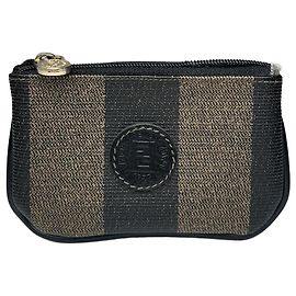 Tarjetero Fendi Vintage Rayado Marrón
