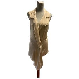 Chaleco drapeado sin mangas beige Donna Karan