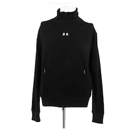 Courreges Schwarzer Sweatshirt mit Reißverschluss Baumwolle XXL