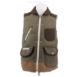 Junya Watanabe Gilet senza maniche kaki in cotone