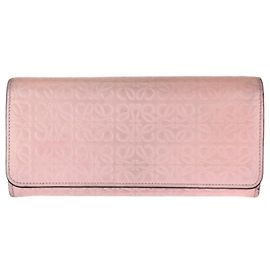Carteira longa de couro rosa Loewe Anagram