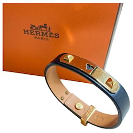Hermes Navy Swift Leather Charm Bracelet - Hermès