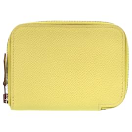 Porte-monnaie Azap Mini Hermès en cuir Epsom jaune