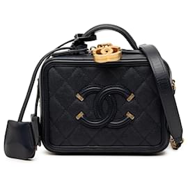 Chanel Blu Piccolo Astuccio Vanity Caviar CC Filigrana