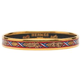 Hermès Red Narrow Liberte Egalite Fraternite Enamel Bangle 65