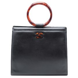 Chanel schwarze CC Handtasche aus Kalbsleder mit Schildpattmuster