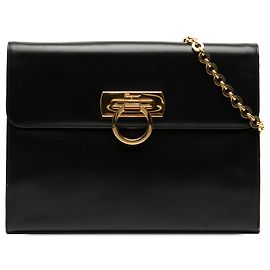 Salvatore Ferragamo Borsa a tracolla Vara in pelle nera con stampa coccodrillo Ferragamo