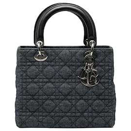 Dior Blau Mittel Denim Cannage Lady Dior