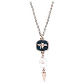 Christian Dior NUOVO COLLIER DIOR SAUTOIR PENDENTE API PERLA 94,5 CM COLLANA IN METALLO