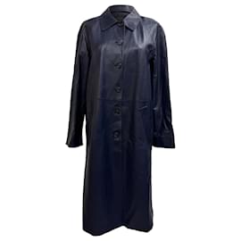 Cappotto monopetto con tasche in pelle di agnello nera - Prada