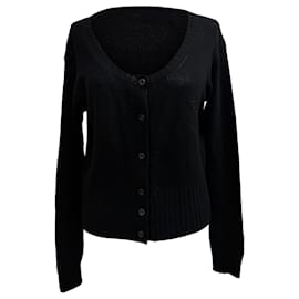 Prada Strickjacke mit Rundhalsausschnitt aus schwarzer Wolle