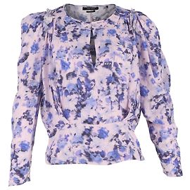 Blusa in seta viola con stampa floreale Zarga di Isabel Marant