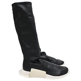Level Sock Runner Stiefel von Rick Owens x Adidas aus schwarzem Leder