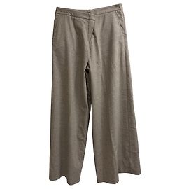 Max Mara gerade Hosen aus grauer Schurwolle