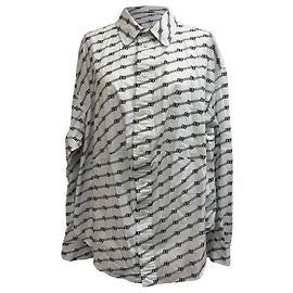 Camisa de botones Balenciaga BB Monogram en algodón blanco