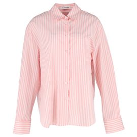 Autre Marque Camisa Popelina Rayada Oversized Frankie Shop en Algodón Rosa
