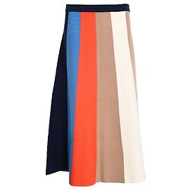 Falda midi A-line a rayas de Victoria Beckham en viscosa multicolor