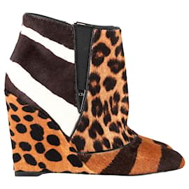 Dior Delta Wedge-Ankle-Boots mit Tierdruck aus braunem Ponyhaar