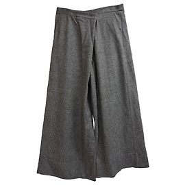 Max Mara asymmetrische Herringbone Weite-Hosen aus grauer Wolle