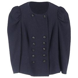 Blazer doppiopetto con maniche a sbuffo in lana blu navy Moschino