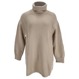 Beige Wollstrick Mini Kleid mit Rollkragen von Ba&sh