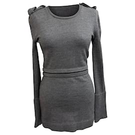 Burberry Prorsum Strick Mini Kleid aus Grauer Wolle