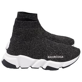 Scarpe Trainer Balenciaga Speed Glitter in Poliestere Nero