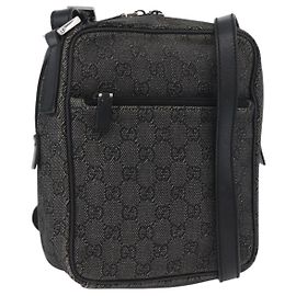 Borsa a Spalla GG Canvas Gucci Nera Argento 03136 Auth 174538