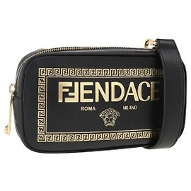 Borsa a spalla in pelle nera e oro della collaborazione FENDI Versace Auth ka3101V
