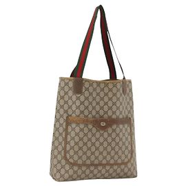 Bolsa tote Gucci GG Supreme Web Sherry Line em PVC bege e dourado 39 02 003 Auth BSZ336