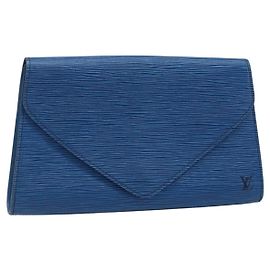 LOUIS VUITTON Clutch Art Déco Epi Blu M52635 LV Auth ka3124