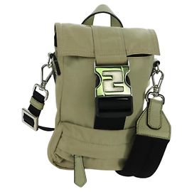 Borsa a Spalla FENDI Fendines in Nylon Verde Argento Autentica mr2067V