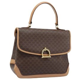 Céline CELINE Macadam Canvas Handtasche aus PVC-Leder in Braun und Gold Auth ep13785