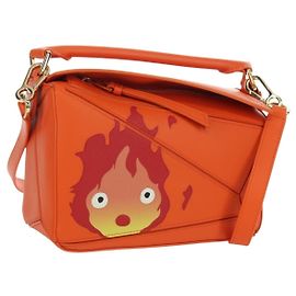 LOEWE - Borsa Puzzle Ghibli Castello Errante di Howl Calcifer Arancione Auth 167092SM