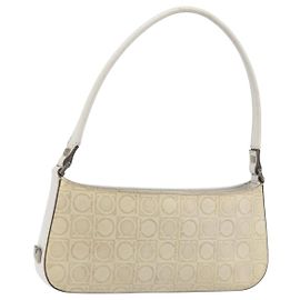 Schultertasche Salvatore Ferragamo aus Leder Beige Silber Authentisch ka3141