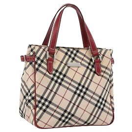 Bolso de mano Burberry Nova Check Black label nylon plata beige Auth kk648