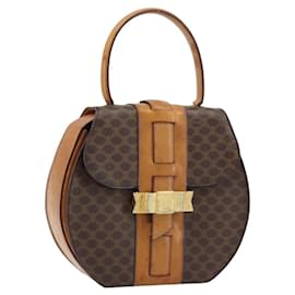 Céline Borsa a mano in tela Macadam CELINE in pelle PVC marrone oro Auth mr2139A