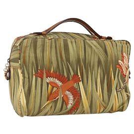 Borsa a mano Salvatore Ferragamo in tela verde oro Auth BA11377